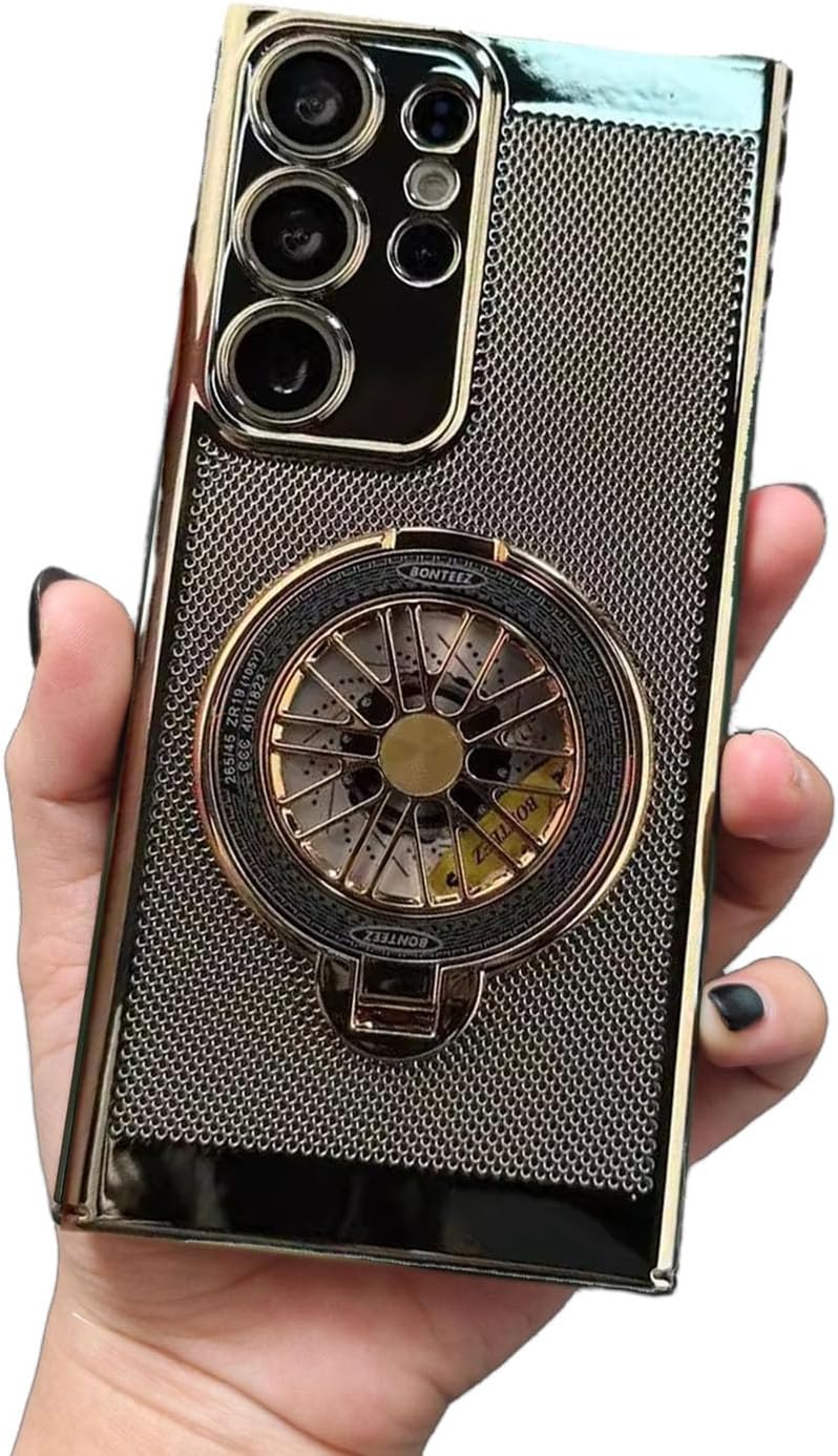 Phone Case with Gyroscope Stand for Samsung Series, Electroplating Heat Dissipation Phone Case, 360° Rotation Gyroscope Magnetic Stand Case