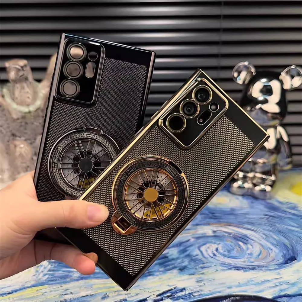 Phone Case with Gyroscope Stand for Samsung Series, Electroplating Heat Dissipation Phone Case, 360° Rotation Gyroscope Magnetic Stand Case