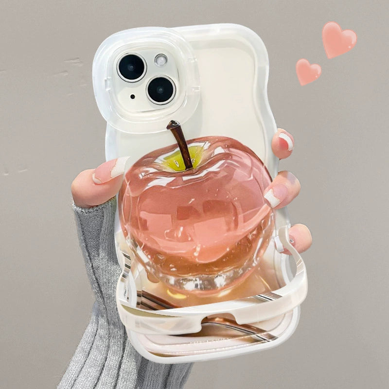 Crystal Apple Chain Phone Case with Stand