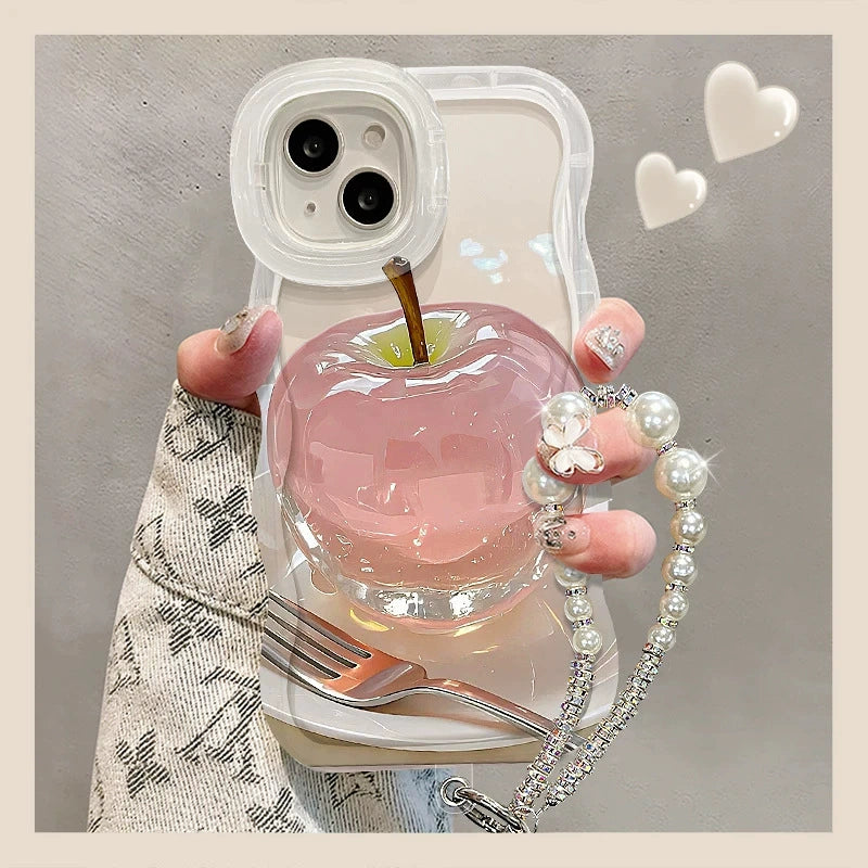 Crystal Apple Chain Phone Case with Stand