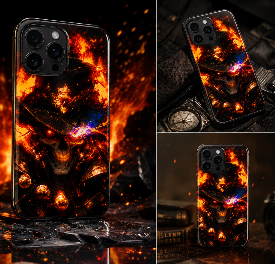 Inferno Skull Flash iPhone Case