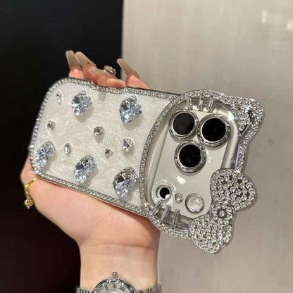 Luxury Sparkling "Crystal Kitty" Diamond & Pearl Bracelet Phone Case