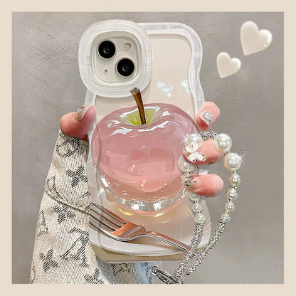 Crystal Apple Chain Phone Case with Stand