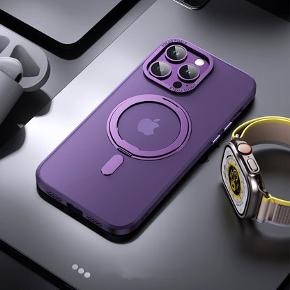 Rotating Bracket Magnetic Metal Case Cover For iPhone