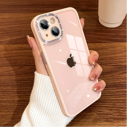 Luxury Clear Case with rhinestone Camera Lens Protector