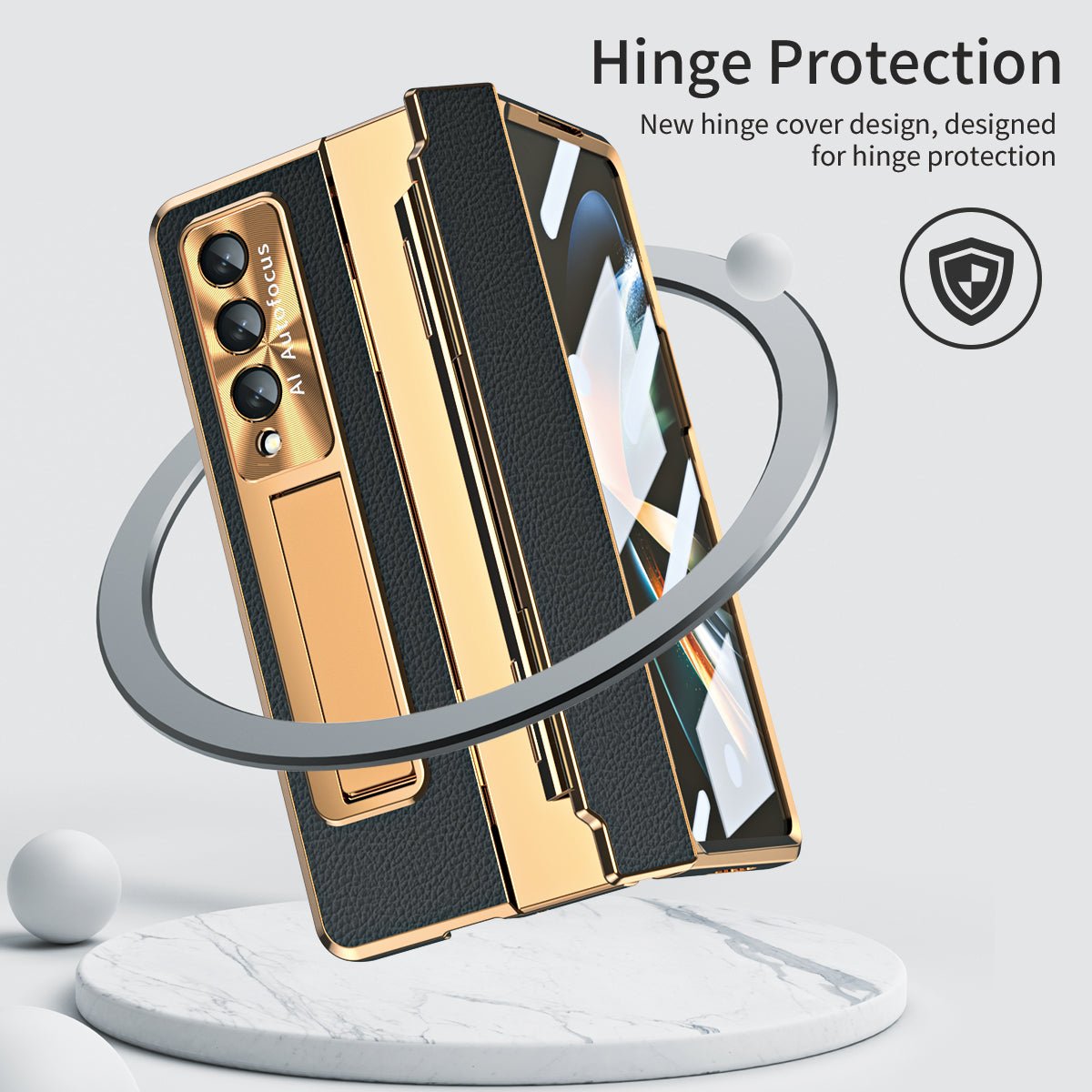 Hinge Plain Leather Folding Case Suitable For Samsung Galaxy Z Fold3/4/5- Free Shipping