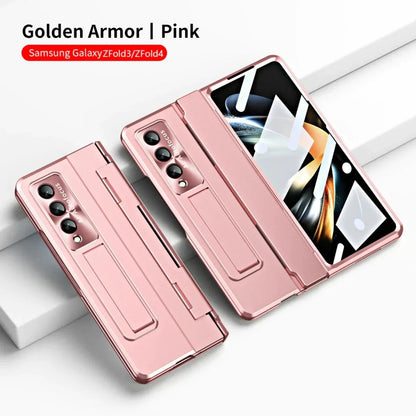 Applicable To Samsung Zfold3/Zfold4 Flat Hinge Folding Electroplated Lens Film Mobile Phone Case