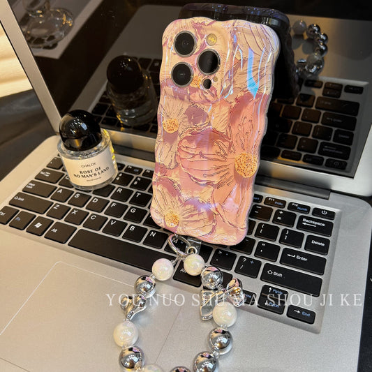 New listing iPhone blue retro oil painting floral phone case