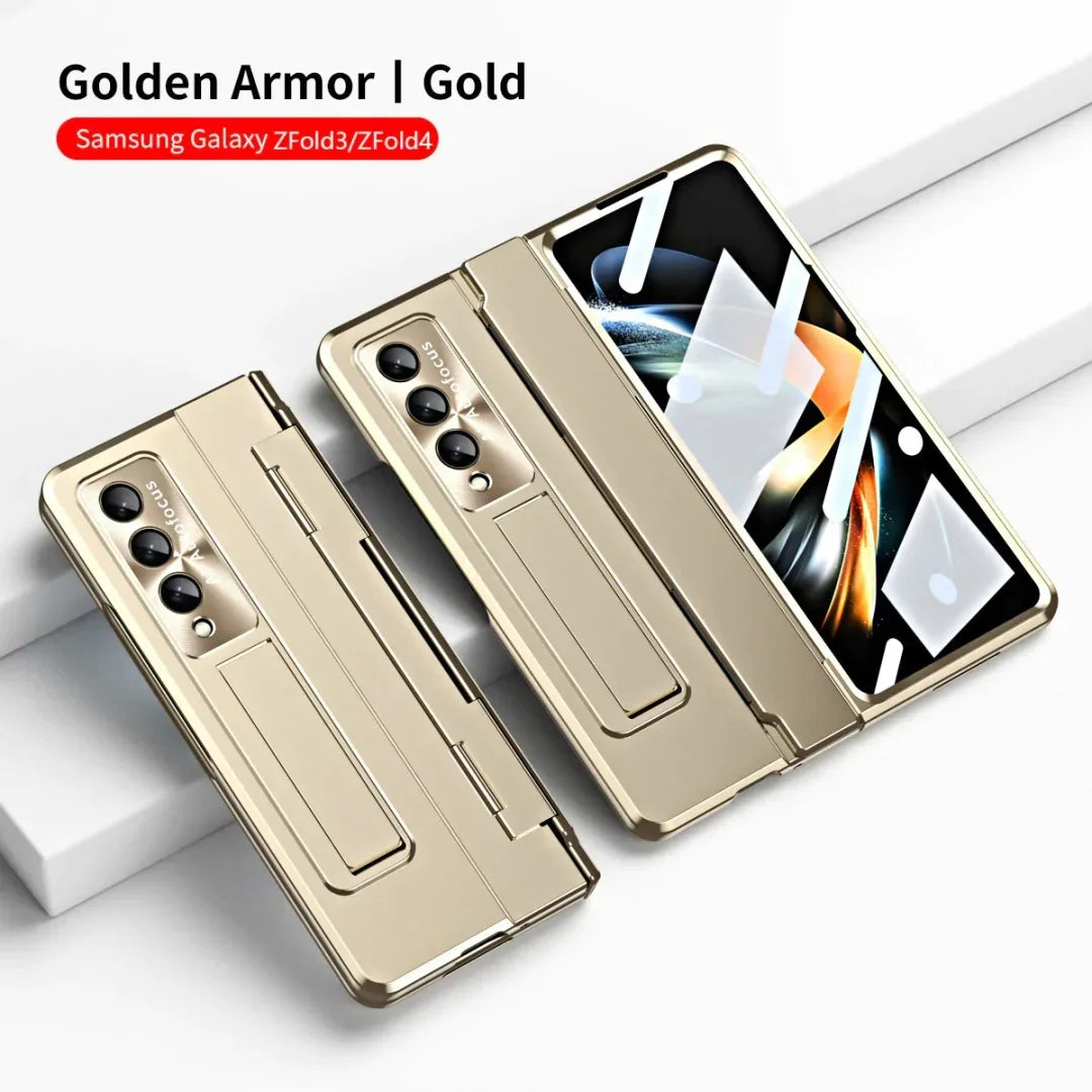 Applicable To Samsung Zfold3/Zfold4 Flat Hinge Folding Electroplated Lens Film Mobile Phone Case